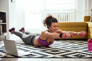 a woman exercising