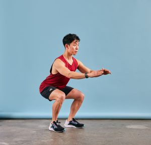 A man doing squats
